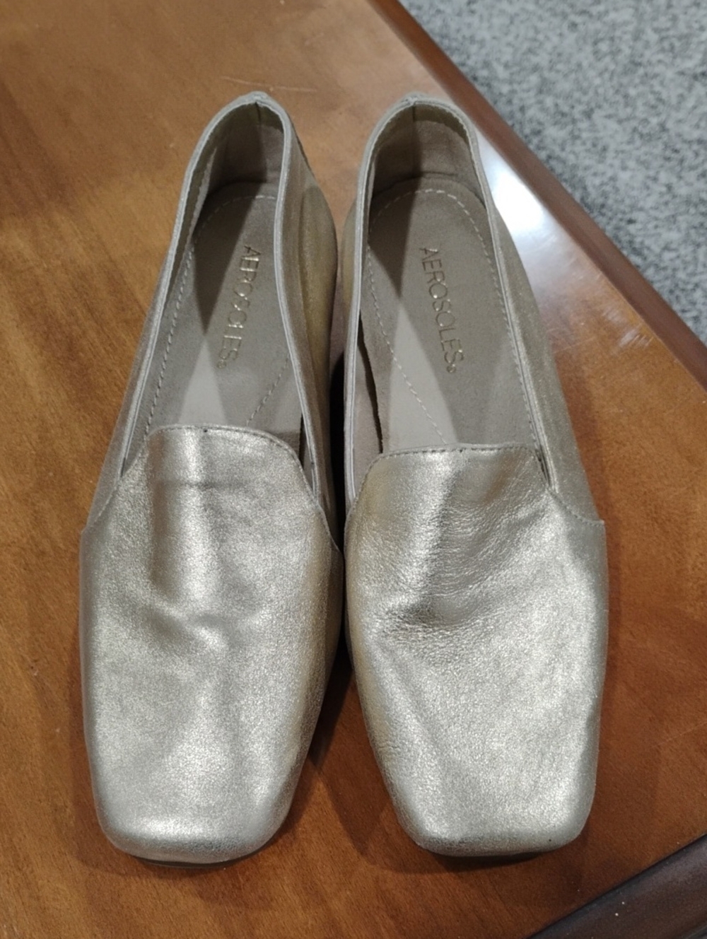 NWOB Aerosoles Women's Metallic Gold Slip-On Flats